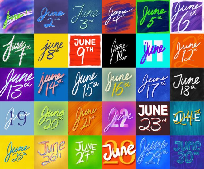 Lettering June 1 to 30